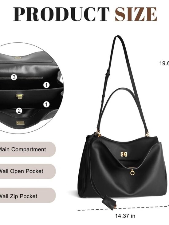 Women\'s Leather-Black Soft Cowhide Shoulder Satchel Purse Stylish Hand bags
